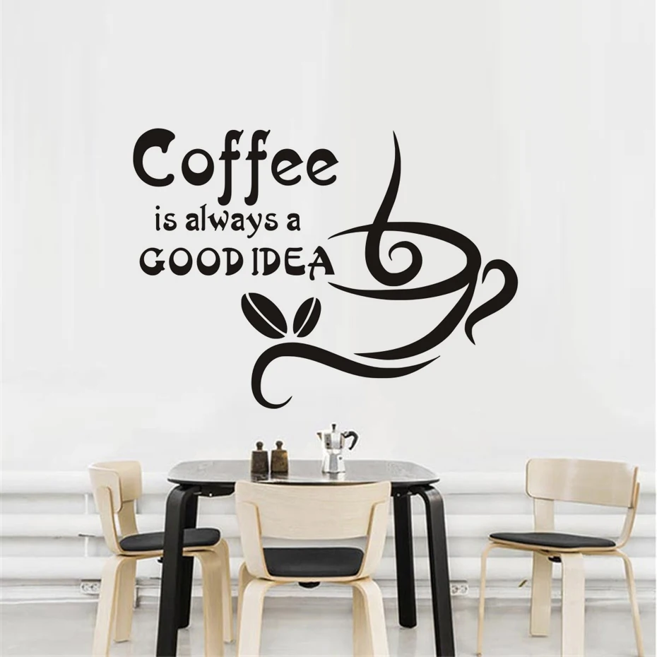 Kitchen Wall Stickers Coffee Is Always A Good Idea Quotes Vinyl Art Decals Diy Home Decor Kids Room Decoration For Restaurant