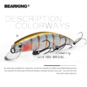2018 Bearking Brand M109 Fishing Lures Minnow 11cm 17g quality Baits Deep Diving 1.5M Wobblers Fishing Tackles Free shipping