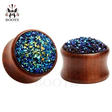 2 шт пара беруши пирсинг туннельный корпус из палисандра ювелирные изделия с модным камнем для ушей