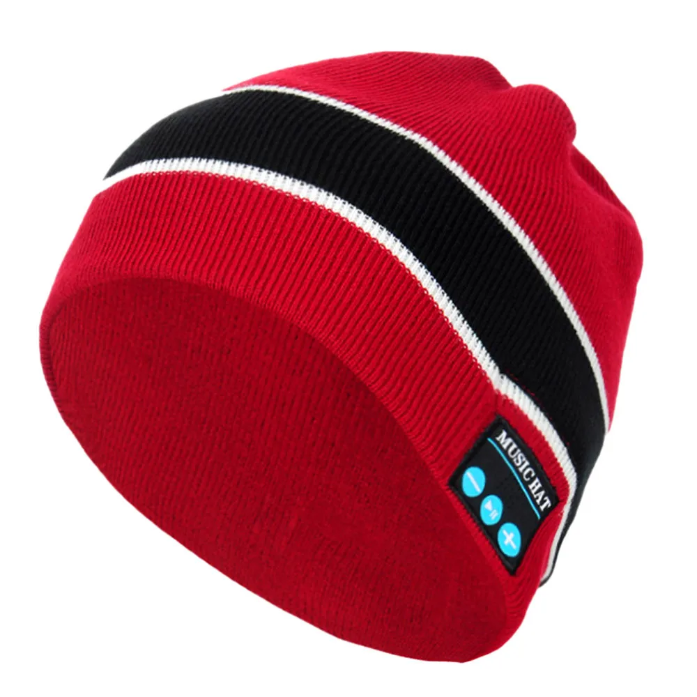 Новая Шапка-бини, модный товар, с вышивкой вязаная шапочка в стиле хип-хоп, сохраняющая тепло, Bluetooth, Шапка-бини, зимняя, аудио, 2 цвета, Новинка - Цвет: Красный