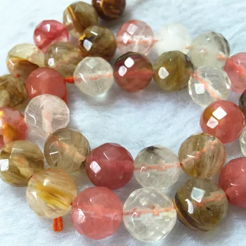 

Romantic Tourmaline stone 12mm Multicolor Watermelon jade Faceted Round Loose Bead 15'' MY5365