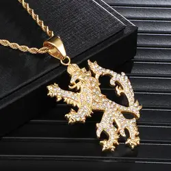 Хип хоп нержавеющая сталь животных Bling Iced Out золотистого цвета Лев подвески и ожерелья для мужчин для ювелирные изделия цепи дропшиппинг