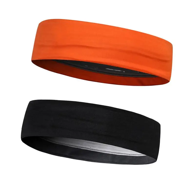 

2pcs Fashion Soft Non-slip Headbands Headwear Head Wrap Sport Sweatband for Yoga Workout Fitness (Black and Orange)