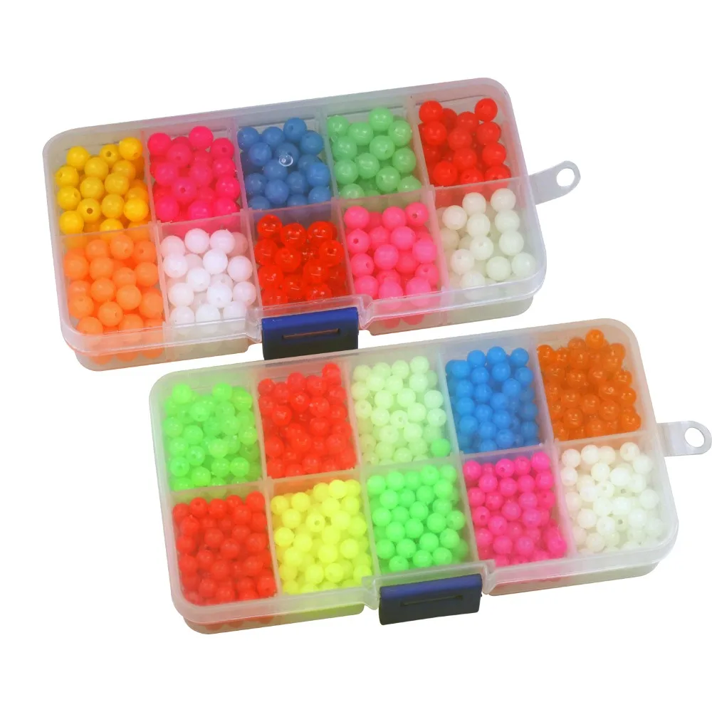 Color Round PE Plastic Double Pearl Floats Balls Fishing Cross Beads Drill