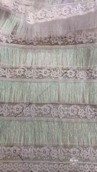 

Fashionable fringel tassel embroidery tulle mesh lace fabric with good quality for party dress