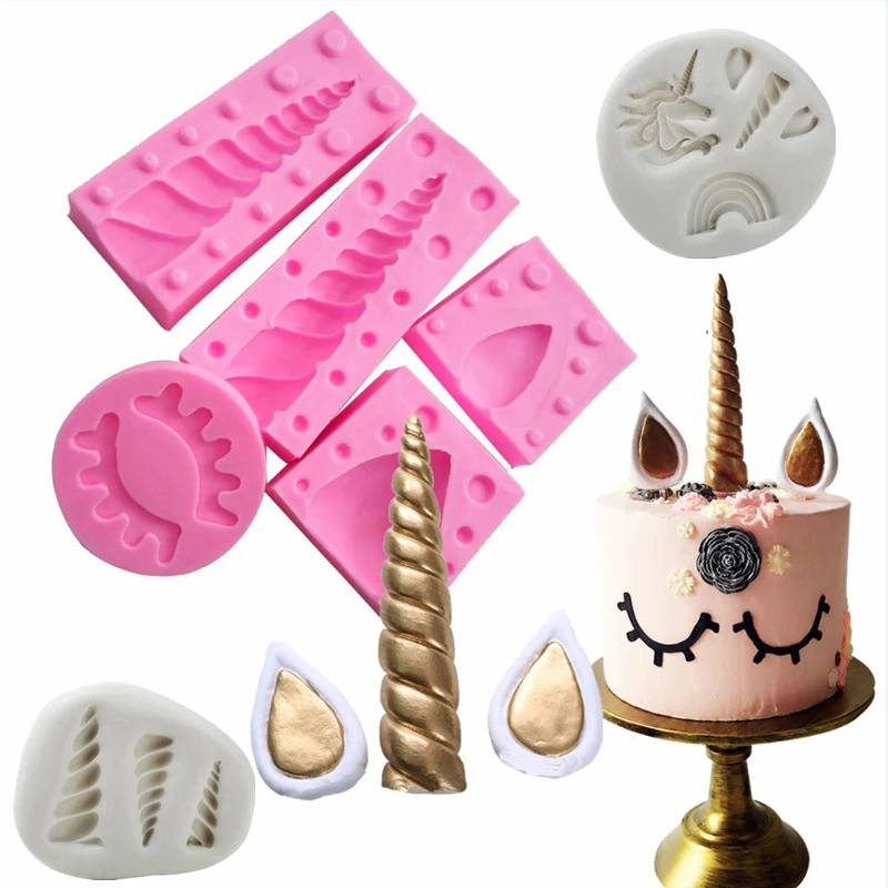 

Unicorn Horn Ears Eyelash Silicone Mold Form Cake Decorating Tools Chocolate Gumpaste Sugarcraft Cake Baking Confectionery Tool