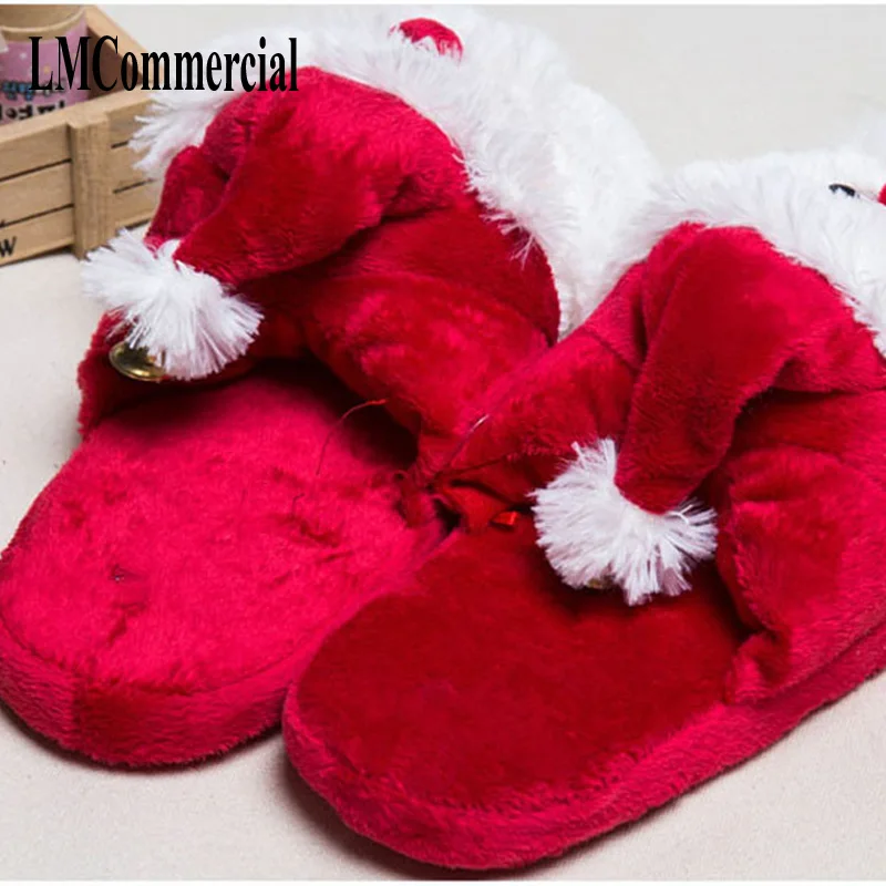 Домашние тапочки новые зимние пары жесткая Нескользящая домашняя обувь с Санта Клаусом домашние тапочки из хлопка плотная Рождественская обувь