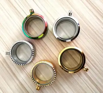 

30mm 316 Stainless Steel Round Pearl Locket Memory Living Floating Locket DIY Love Wish Floating Locket Charms 6 Styles ST001