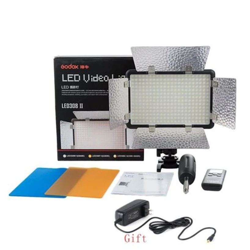 

Godox LED308Y II 3200K Warm White LED Camera Video Light Panel with Remote Control + AC Power Adapter for Photography Studio