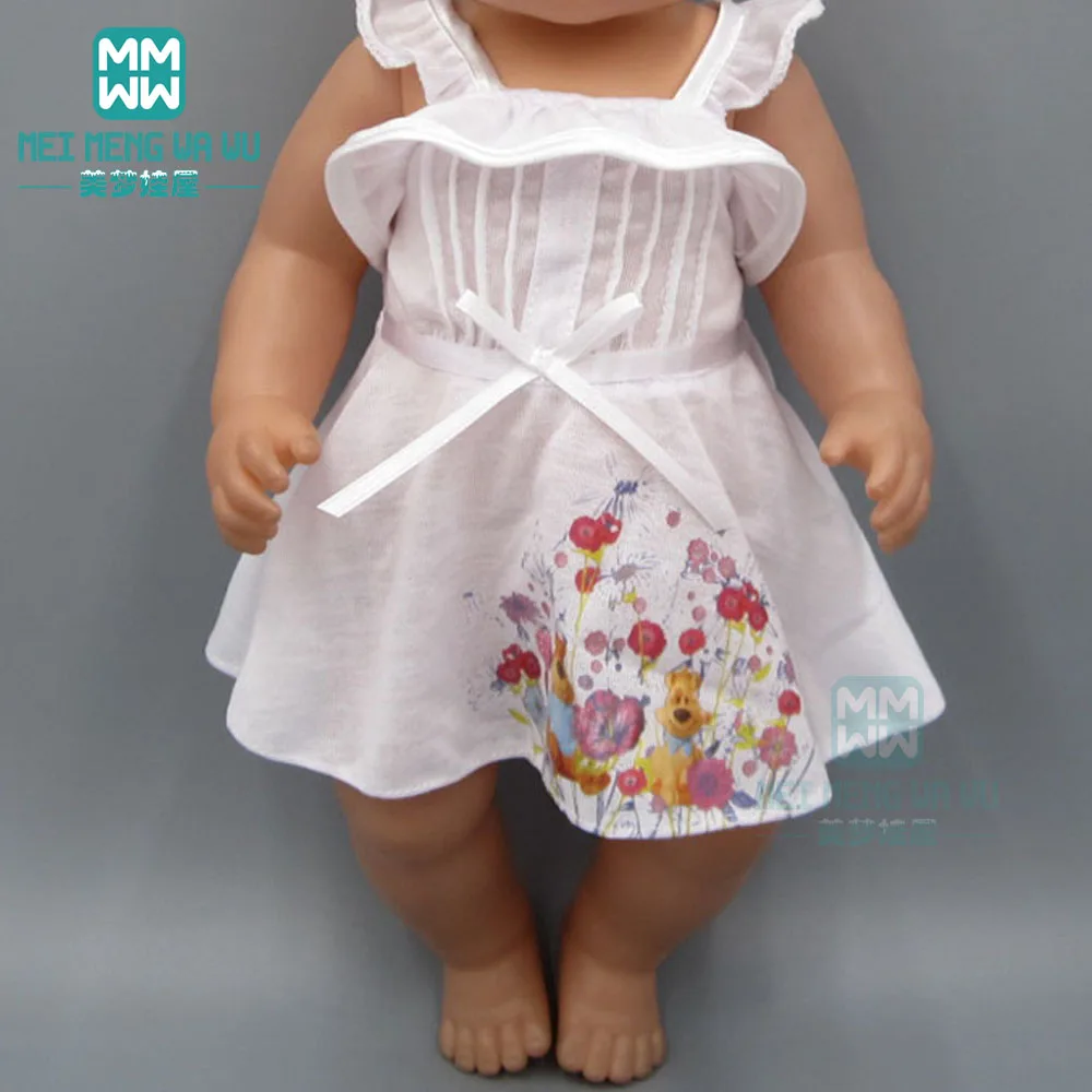 

Doll Clothes for 43cm toy new born doll accessories fashion White sling princess baby dress