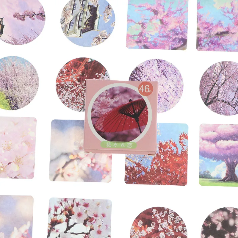 

46pcs/Box Japanese Flower Love Box Sticker Student Diary Diy Mobile Phone Album Sticker Creative Decoration Sticker Gift