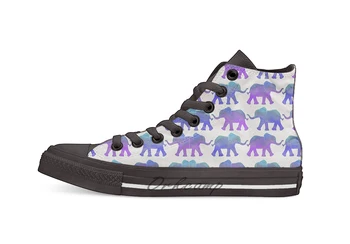 

Follow The Leader Painted Elephants in Purple Royal Design breathable Casual High Top lace-up Canvas shoes sneakers