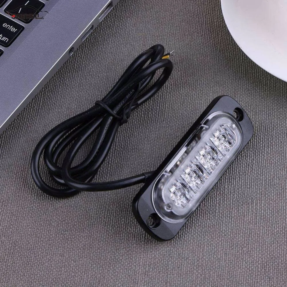

12-24v 4LED Side Strobe Warning Light Strobe Yellow and White Double Flash Car Signal Light New