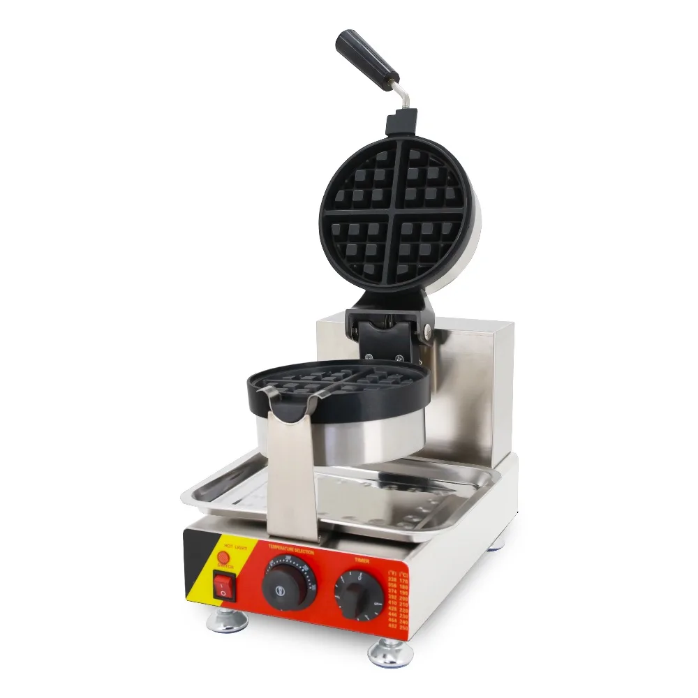 

Commercial Use Non-stick 110v 220v Electric Rotating Round Standard Belgian Waffle Maker Iron Baker Machine Mold
