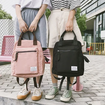

Korean Style Canvas Backpack For Women Simple Fashion Youth Travel Backpack Leisure School Bag Tote For Teen Girl Shoulder Bag