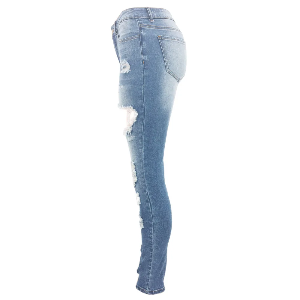 Женские рваные джинсы эластичные рваные брюки джинсовые рваные джинсы повседневные с высокой талией свободные брюки бойфренды джинсы