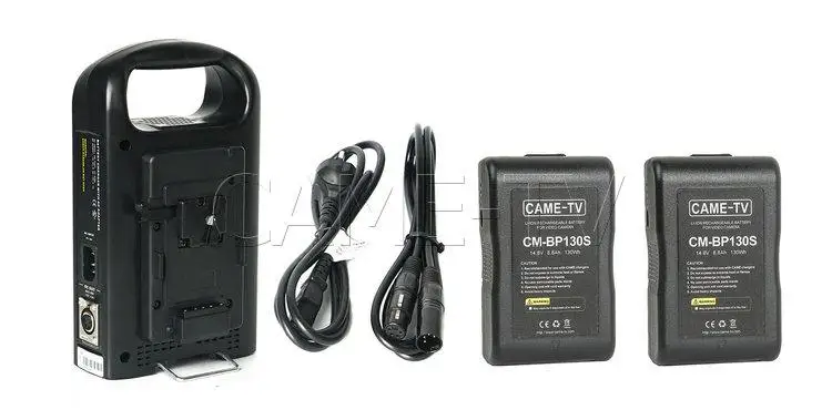 CAME-TV V-Mount зарядное устройство 24V XLR выход с двумя 130 ватт компактных батарей