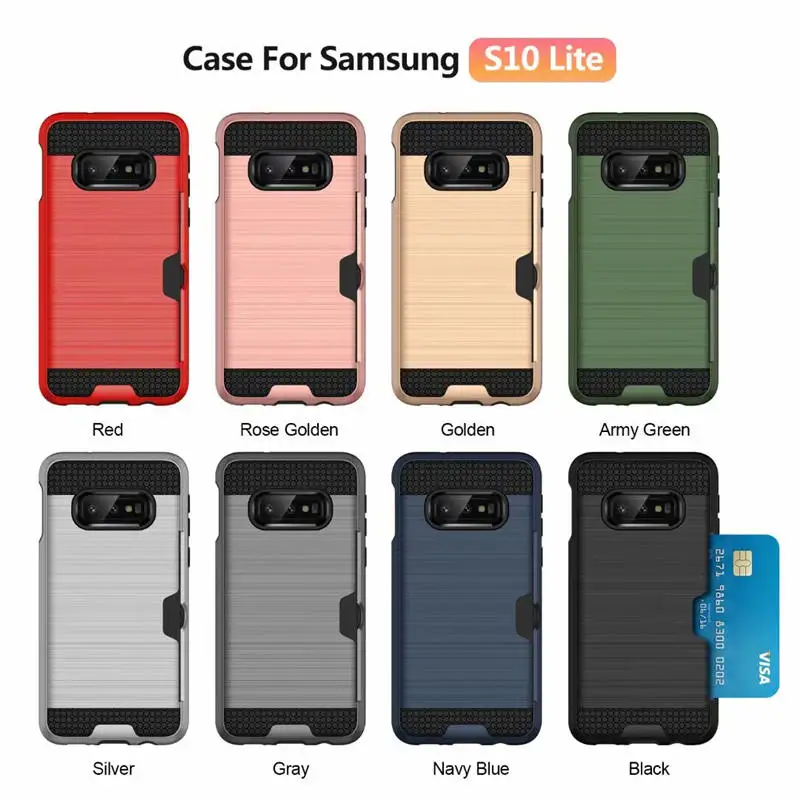 

Armor Hybrid Slide Card Case For Samsung Galaxy S10 Plus Card Slot TPU PC Back Cover For Samsung S10 Lite S10E Phone Cases