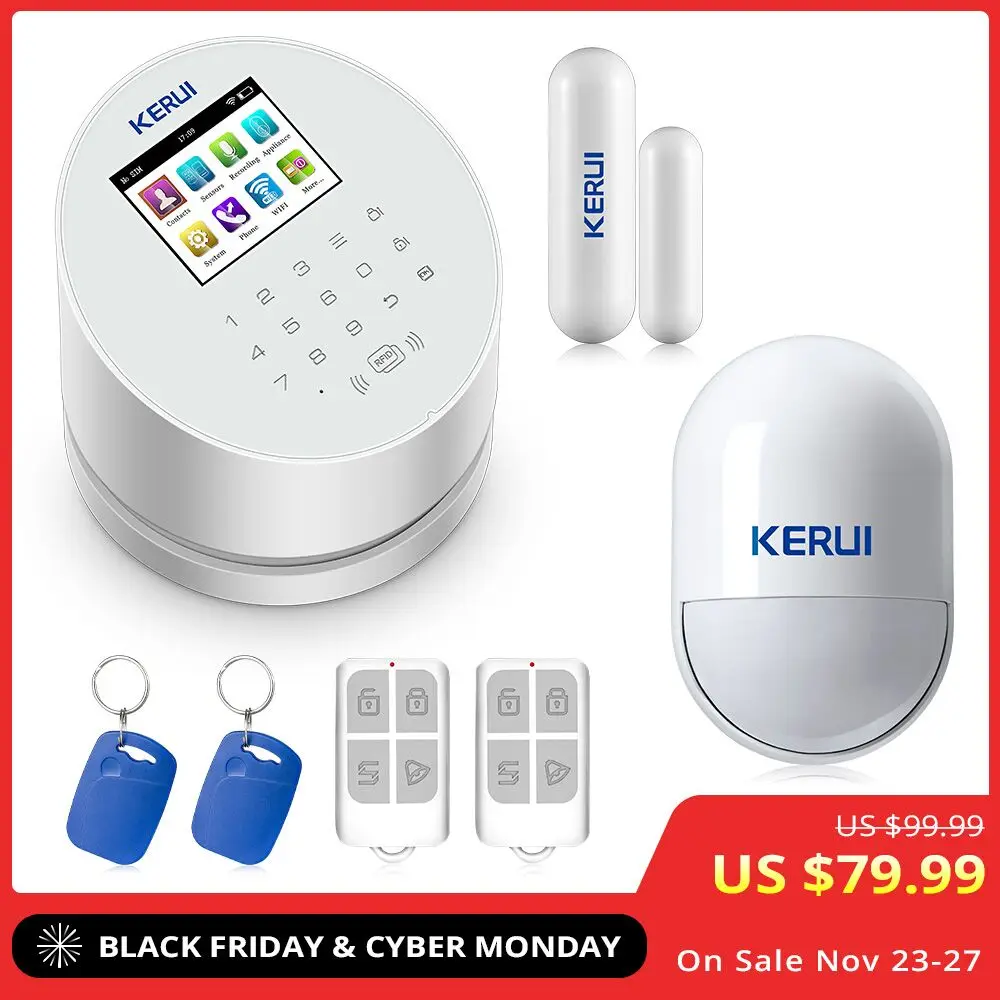 

2019 KERUI W2 WiFi GSM PSTN RFID Home Alarm Security System TFT color LCD Display ISO Android App Remote Control WiFi Alarm RFID