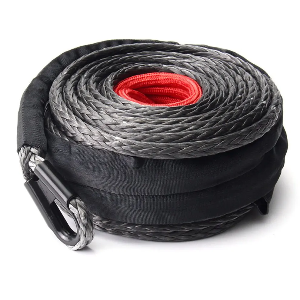 9.5mm*28m Synthetic Winch Line Cable Rope 20500LBs Hook+ Hawse Fairlead For All-Terrain Vehicle Sports Utility Vehicle