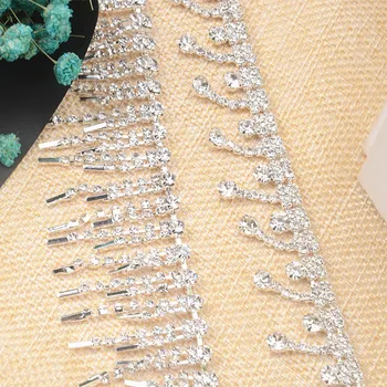 

New Bling Rhinestone Dance Crystal Chain Tassels Curtain Shiny DIY Decoration Sew on Garment Shoes Necklace Trimming 1 Yard /Lot