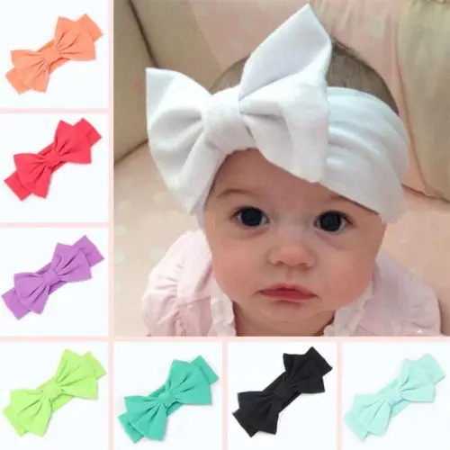 

Baby Toddler Kids Girls Bow Hairband Turban Cotton Cute Headband Headwear