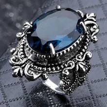 Голубое модное кольцо обручальное серебряное винтажное ювелирное изделие женское кольцо на палец для вечеринки обручальное ретро