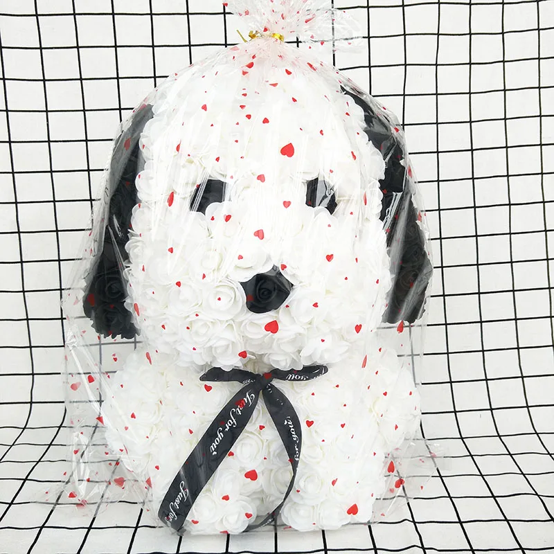 Роза собака цветок пекинес собака День Святого Валентина подарок праздник высокого класса DIY подарки Рождественский подарок 35 см искусственные цветы - Цвет: white