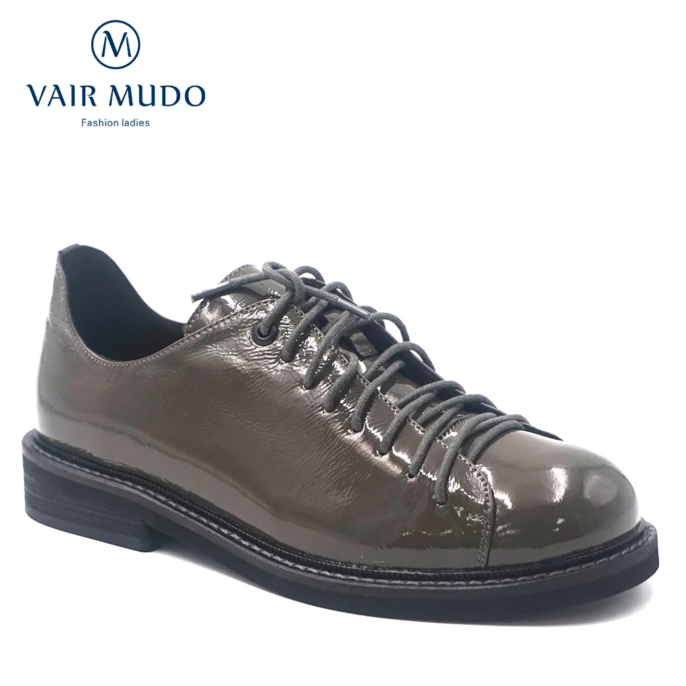 VAIR MUDO/элегантные женские тонкие туфли; женская повседневная обувь из натуральной кожи; Наивысшее качество; ручная работа; серые женские туфли на шнуровке; D11