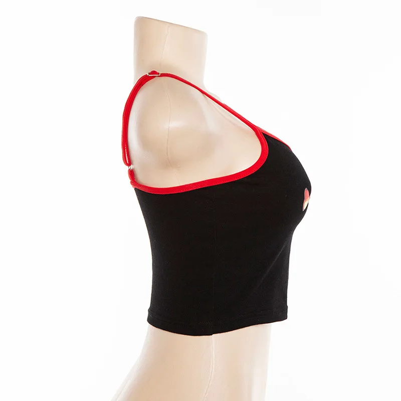 LVINMW Sexy Demon Print Spaghetti straps Patchwork Crop top 2019 Summer Women Backless Slim Camisole Top Female Streetwear Tops