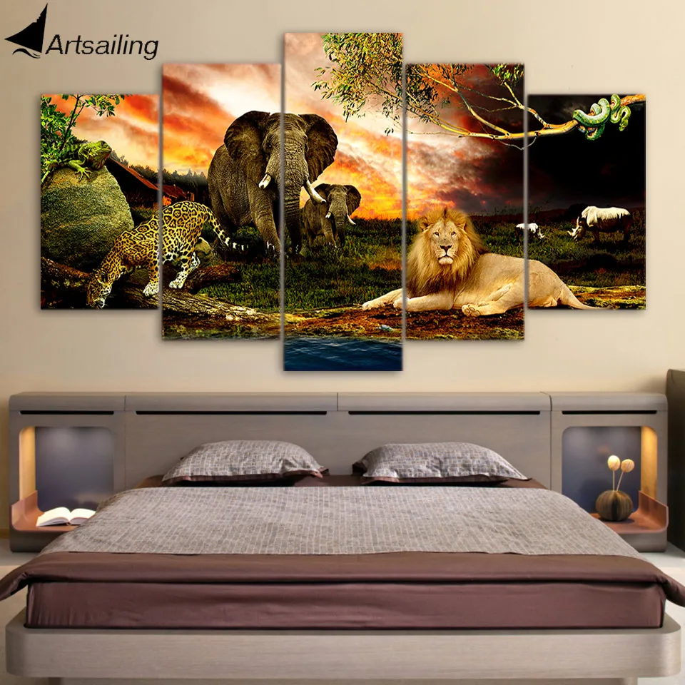 Artsailing Hd Printed Modular Animals Poster Wall Art Canvas Painting