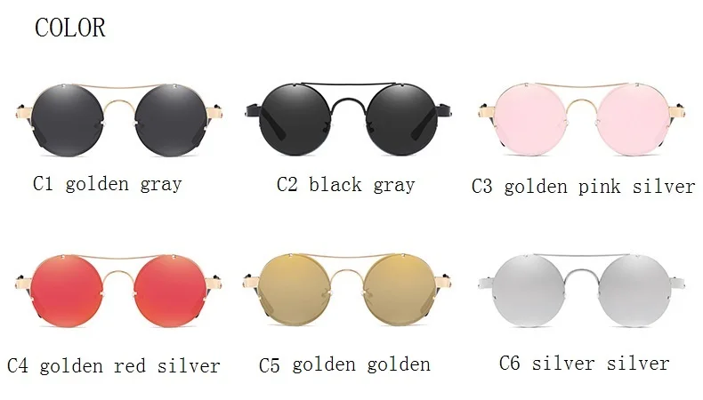 Новые ретро круглые солнцезащитные очки в стиле стимпанк женские роскошные популярные металлические Весенние солнцезащитные очки для мужчин большие зеркальные линзы Oculos