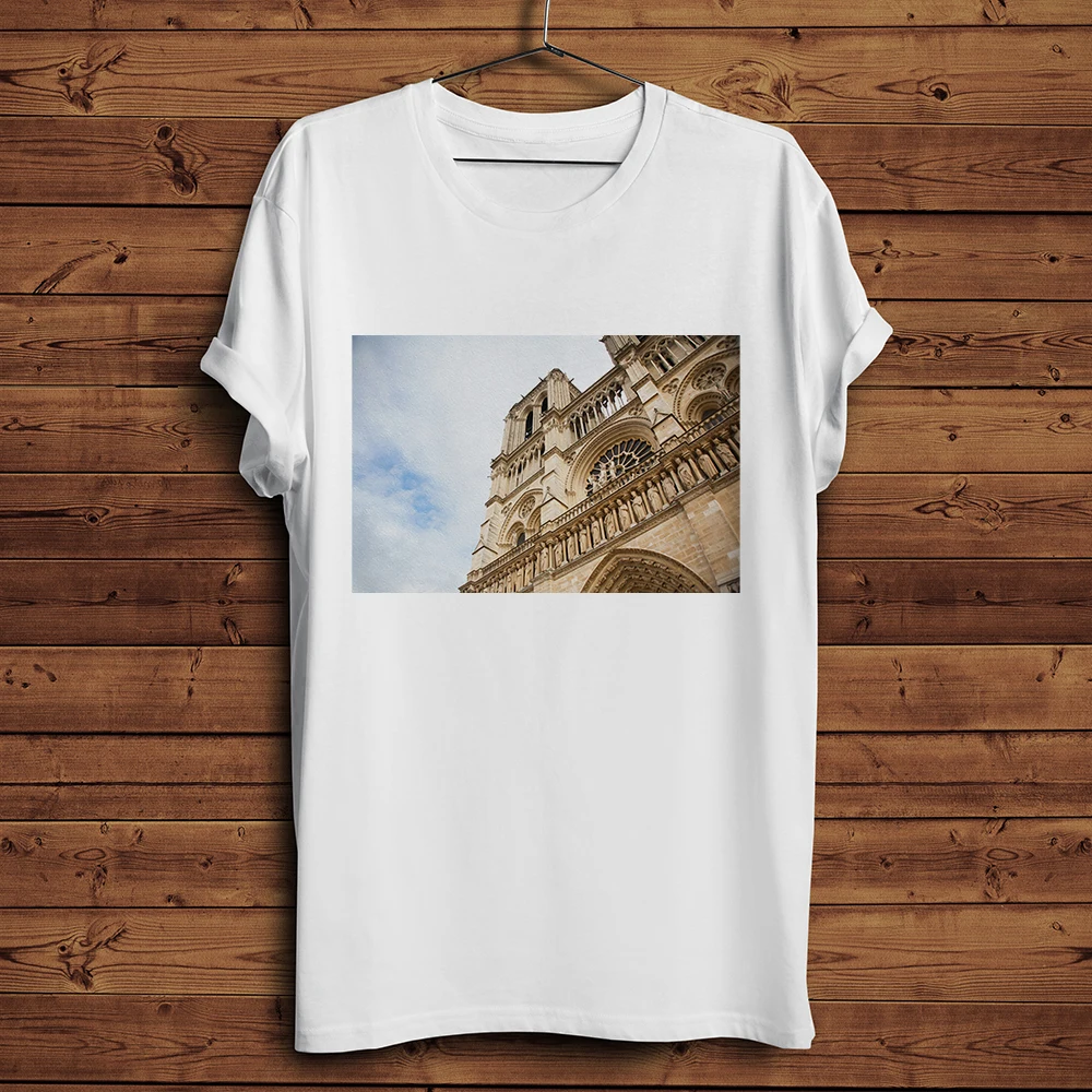 Винтажные Cathedrale Notre Dame de Paris художественный Мужская футболка с коротким рукавом