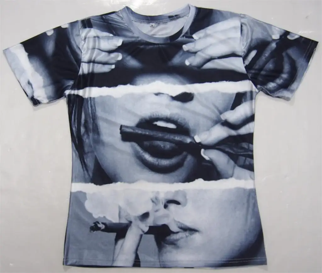 Lucu Wanita Merokok Cerutu Cetak Keren T Shirt Pria Wanita 3D Musim
