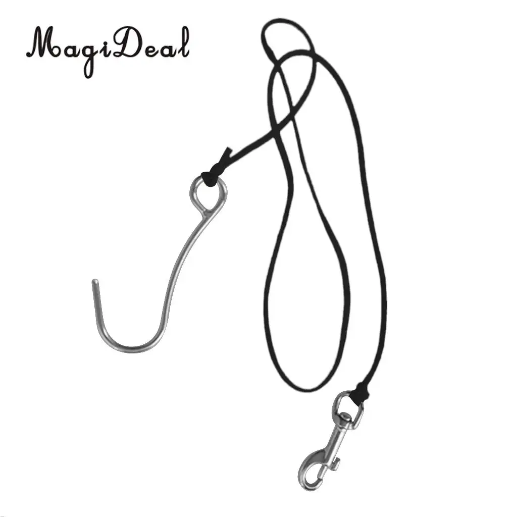 MagiDeal Scuba Diving Reef Drift Hook with 47' Line & Stainless Steel Clip for Snorkeling Freediving Swimming Caving Accessory