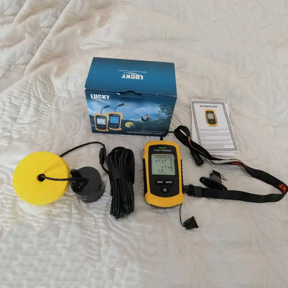 Colores de la suerte muestra el buscador de peces portátil eco sirena alarma transductor Fishfinder 0,7-100 m pesca eco sirena - 6
