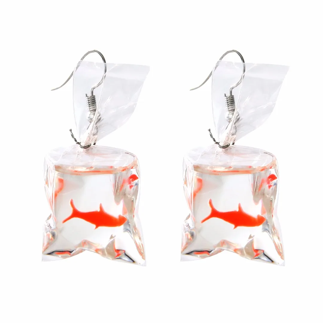 Hot Fashion Charms Dangle Earring For Women Ctue Statement Water Bag Drop Earring Punk Shell Goldfish Earring Shellhard Jewelry