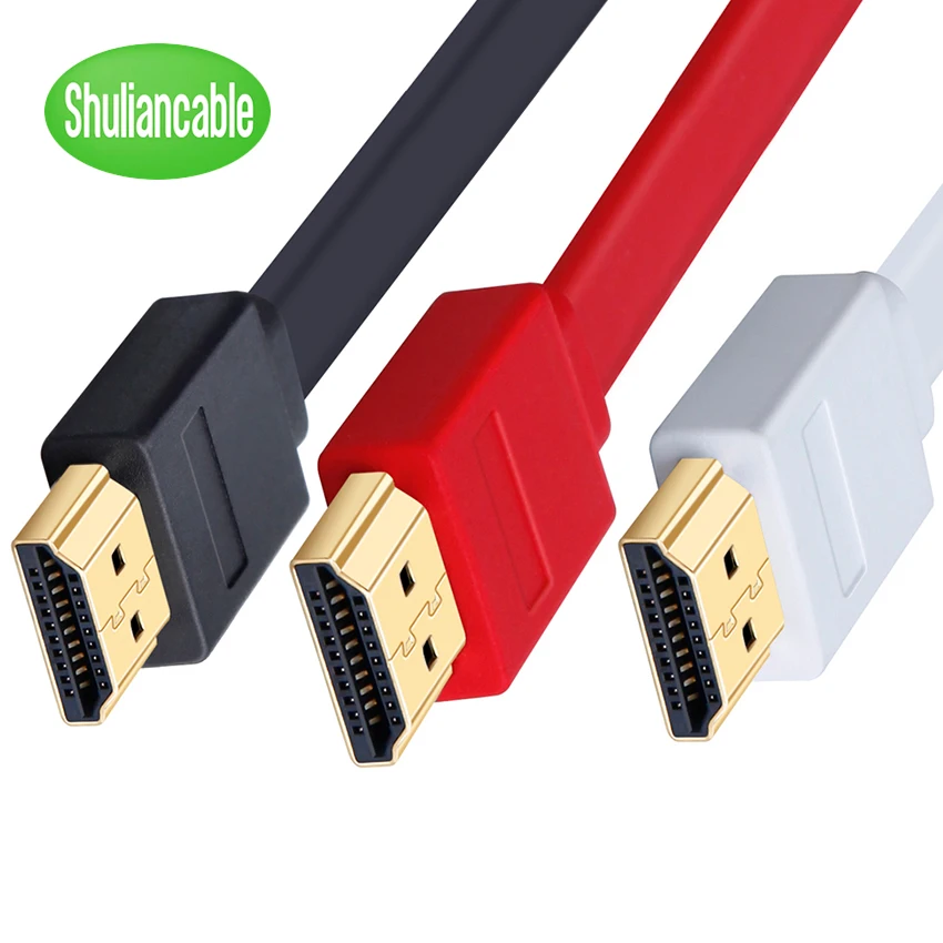 Shuliancable HDMI кабель видео плоский hdmi 1 4 1080P 3D для HDTV XBOX PS3 компьютера 0 3 м 5 2 7 10 15