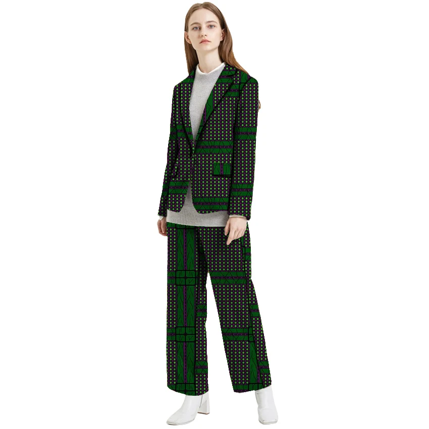 Fashion African print women blazer with pant suit elegant African suit dashiki Ankara suits tailored made for office ladies Fashion African print women blazer with pant suit elegant African suit dashiki Ankara suits tailored made for office ladies
