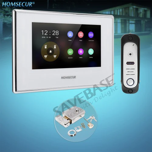 

HOMSECUR 4 Wire AHD Video Door Entry Phone Call System Support Music & Movie BC051HD-S+BM718HD-W