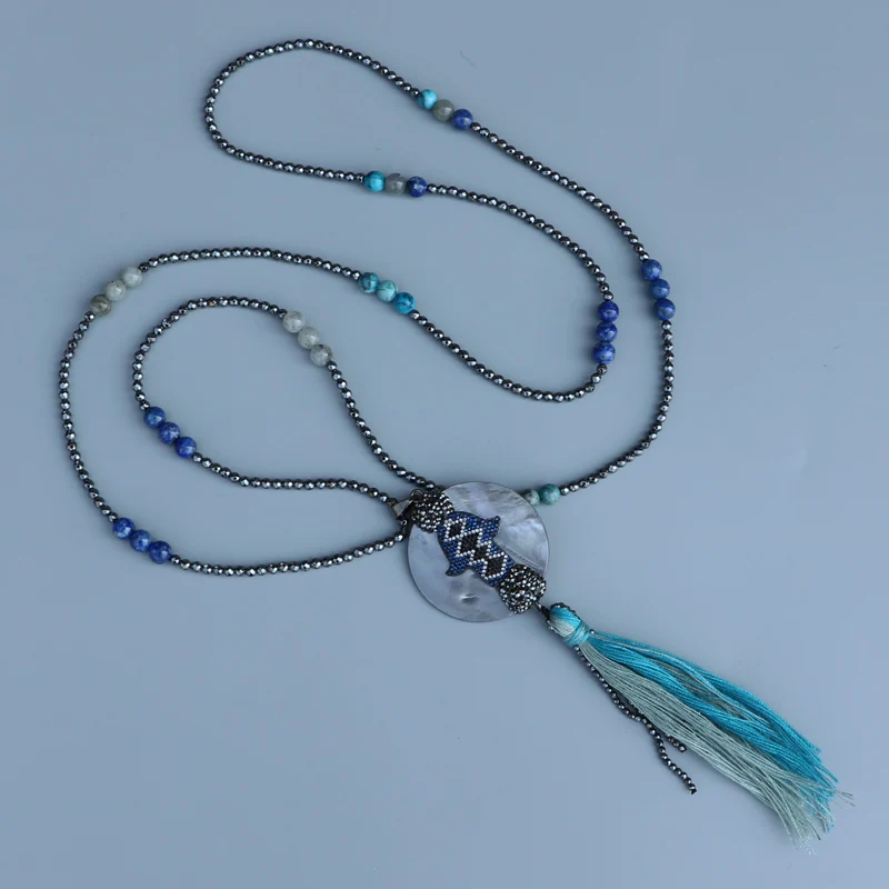 Женское Ожерелье EDOTHALIA длинное ограненный гематит 3 мм|long necklace|bead necklacenecklaces for women |