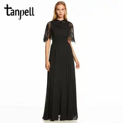 Tanpell кружевное платье с высокой горловиной вечернее платье элегантный черный половина рукава длина до пола линия платье Женщины homecoming