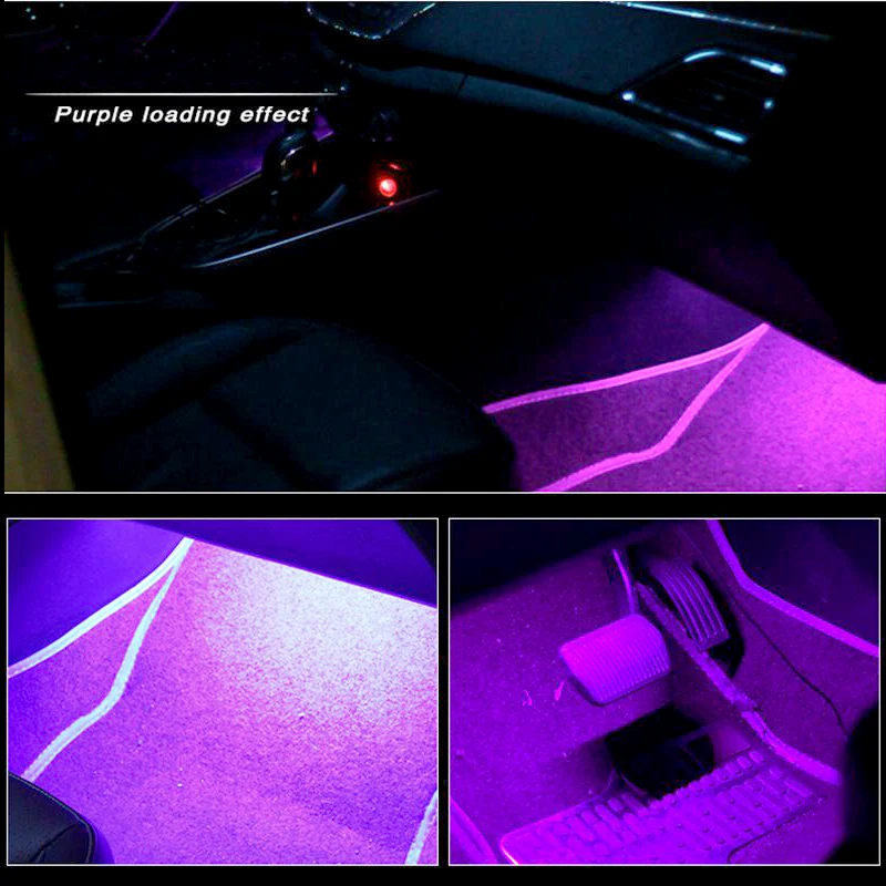 4 шт. автомобильные RGB Светодиодные полосы света светодиодные полосы света цвета декоративный дизайн автомобиля атмосферные лампы салона автомобиля свет с пультом дистанционного управления