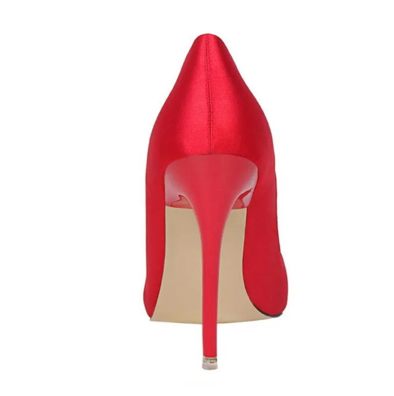 CHAISHOU Women 10cm Thin High Heels Fashion Pumps Pointed Green Rhinestone Silk Footwear Scarpins Shoes F-171
