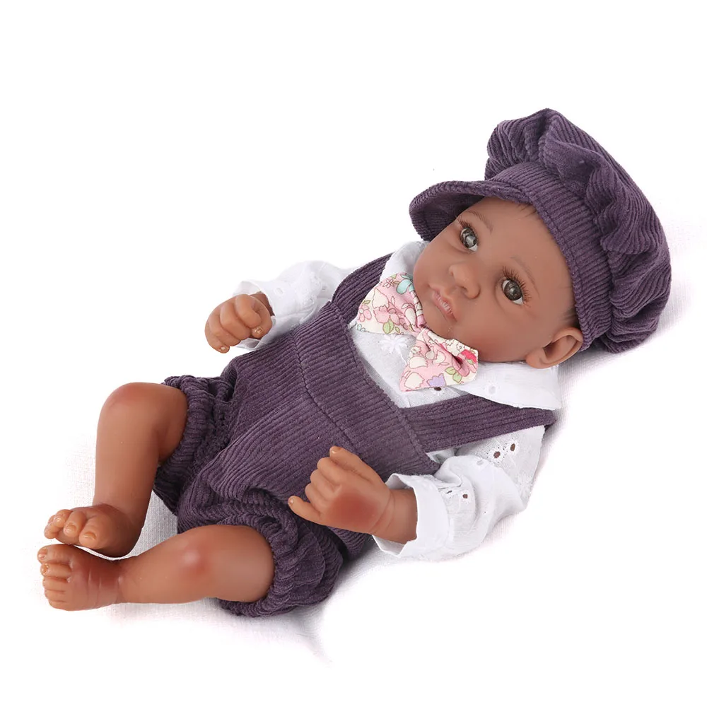 Милый мини Полный мягкий силиконовый Reborn Baby Doll 25 см живая игра игрушка ручной работы афро-американский мальчик дети Ванна Playmate подарок на день рождения