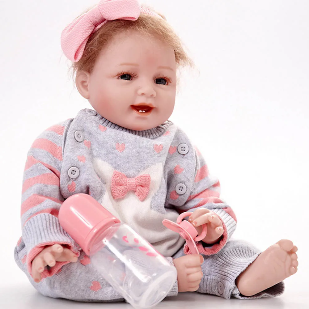 

55cm Cute Newborn Girl Doll Silicone Soft Realistic Reborn Baby Dolls with Cloth Body Toy for Children Birthday Xmas Gift