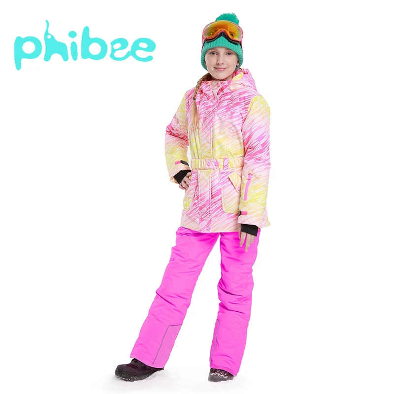 

Phibee Ski Suit Baby Girl Clothes Warm Waterproof Windproof Snowboard Sets Winter Jacket Kids Clothes Children Clothing