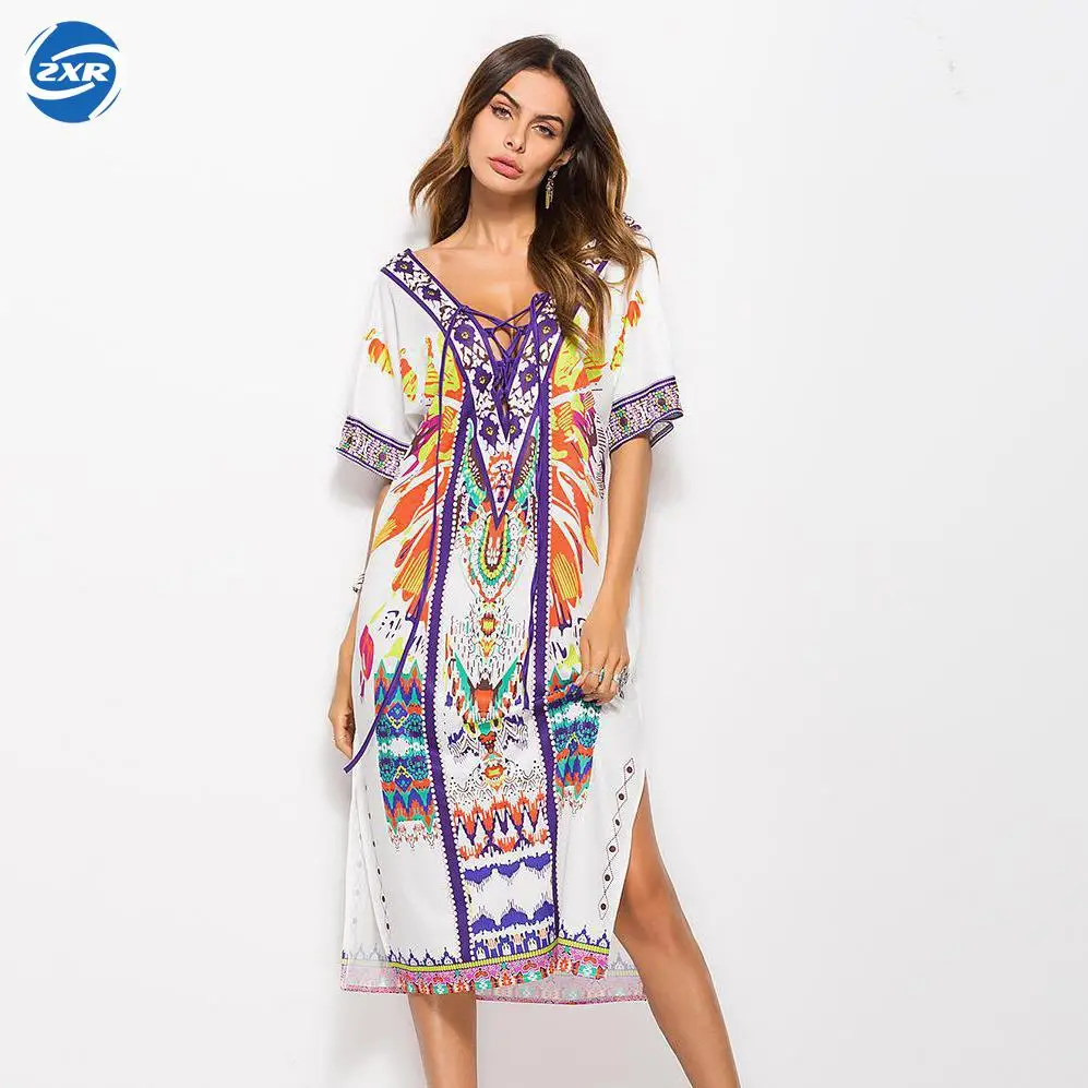 Beach Dress Kaftan Pareo Sarongs Sexy Cover up Chiffon Bikini Swimwear ...