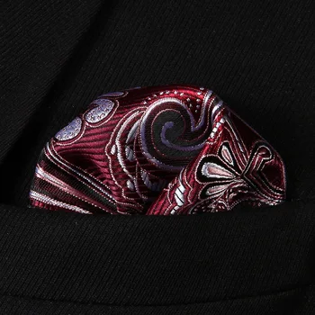 

HP923U Burgundy Gray Paisley Men Silk Party Handkerchief Pocket Square Hanky
