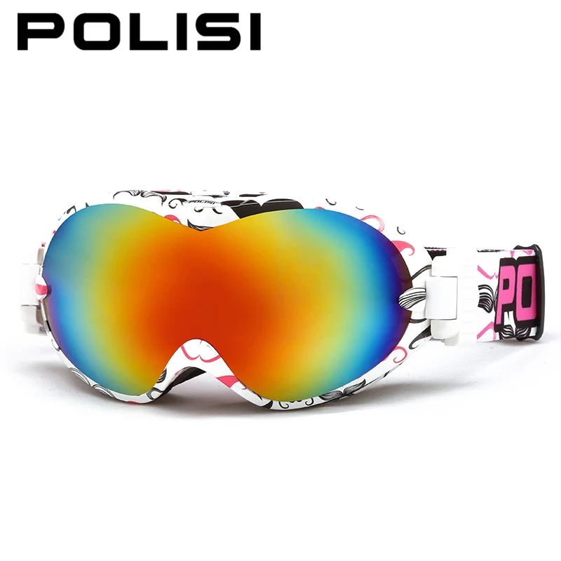 ФОТО POLISI Professional Ski Goggles UV Protection Winter Snow Skateboard Glasses Double Layer Anti-Fog Lens Snowboard Skiing Eyewear
